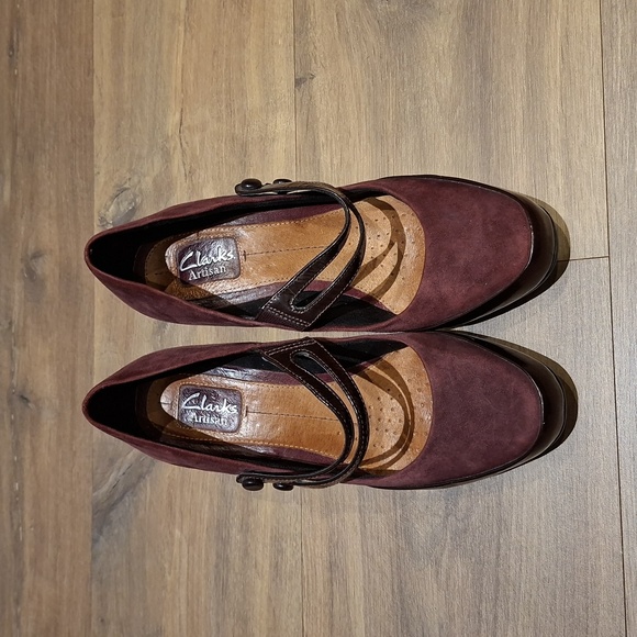 Women's Burgundy Genuine Suede & Patent Leather Mary Jane Heels (Size 7) - Picture 2 of 7